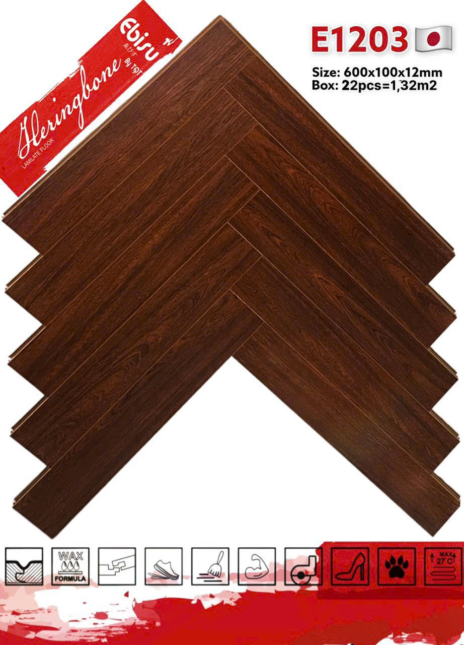 Sàn gỗ xương cá 12mm Ebisu E1203