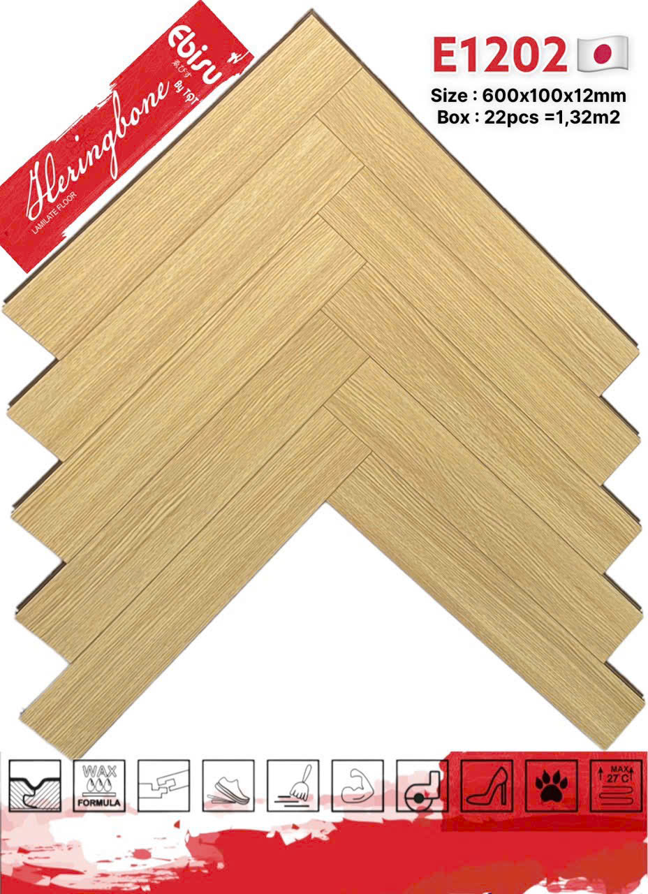Sàn gỗ xương cá 12mm Ebisu E1202
